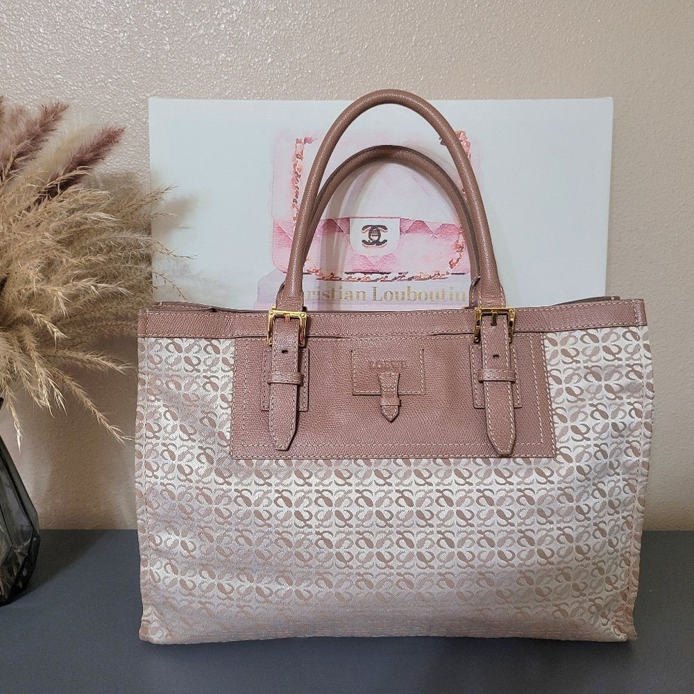 Loewe Canvas Leather Tote Bag Spacious Designer Handbag